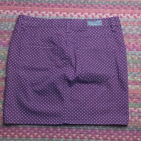 MAROON POLKA DOT DENIM MINI SKIRT - Picture 4 of 4